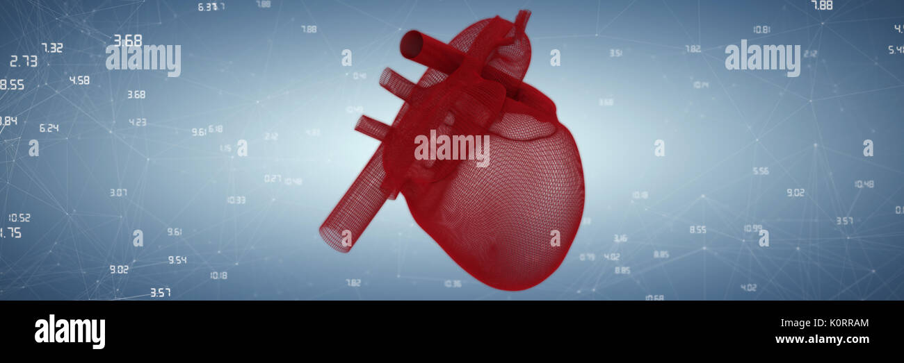 Illustrazione ofÃ Â 3D cuore umano contro viola vignette Foto Stock