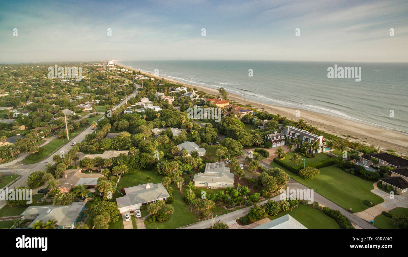 Vista aerea di Melbourne Beach, Florida Foto Stock
