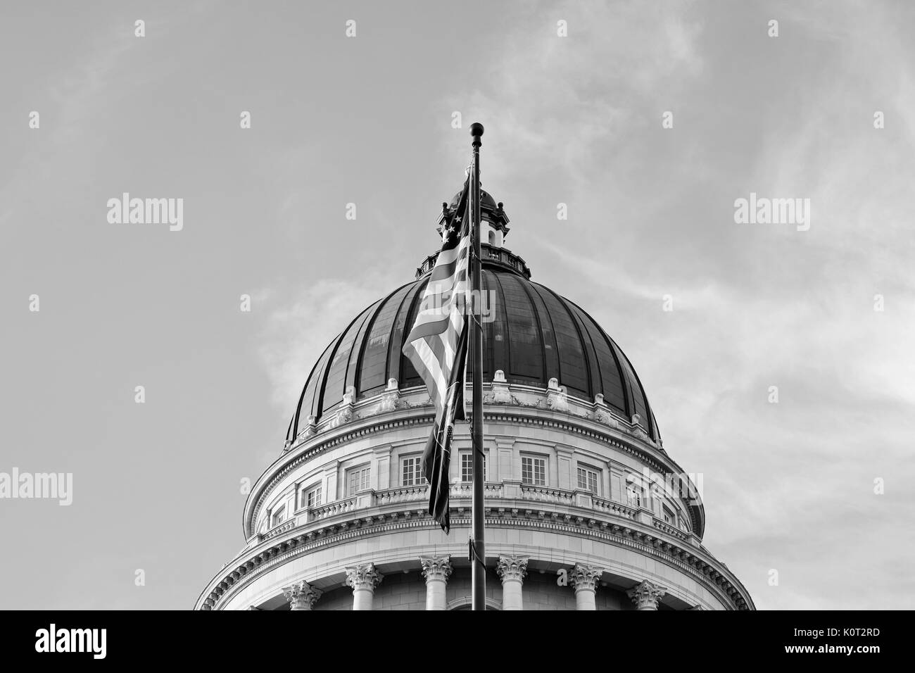 Top of Utah Capitale dello Stato edificio in bianco e nero Foto Stock