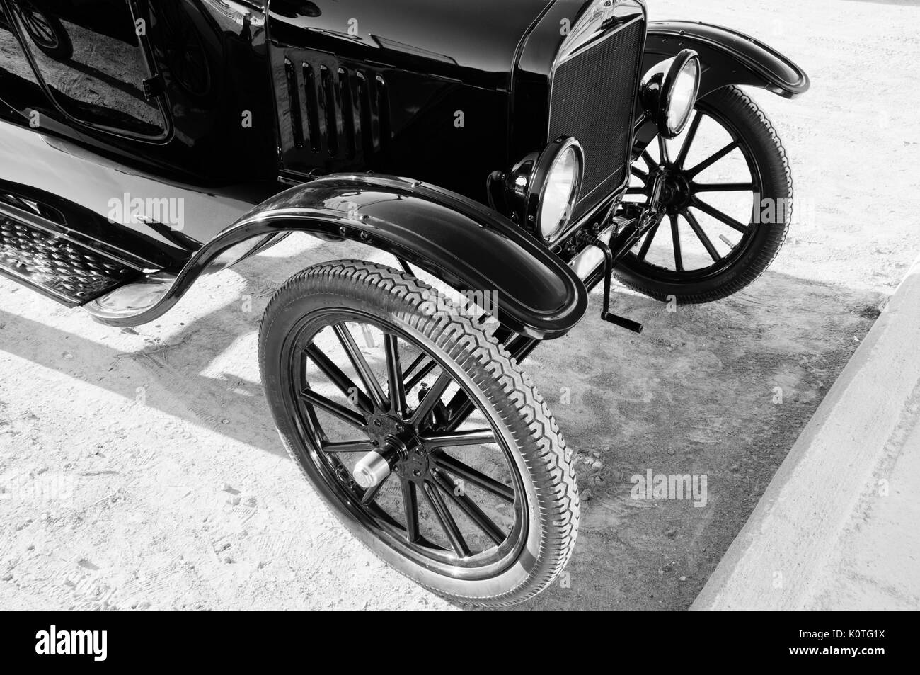 1918 Ford Modello T Roadster dettaglio B&W Foto Stock