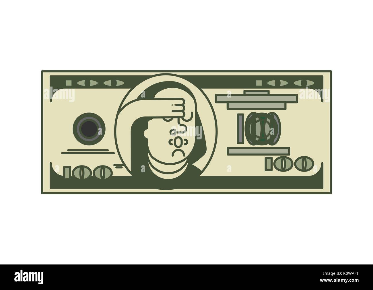 Dollar OMG ritratto Franklin. USA il denaro. Moneta americana. Oh mio dio Benjamin Franklin Illustrazione Vettoriale