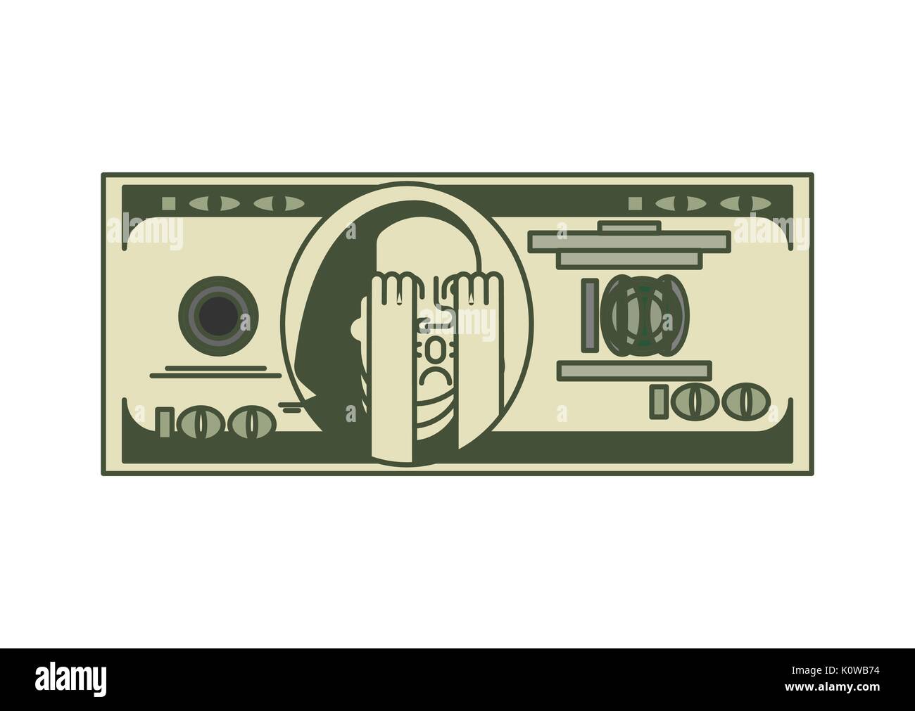 Dollar OMG ritratto Franklin. USA il denaro. Moneta americana. Oh mio dio Benjamin Franklin Illustrazione Vettoriale