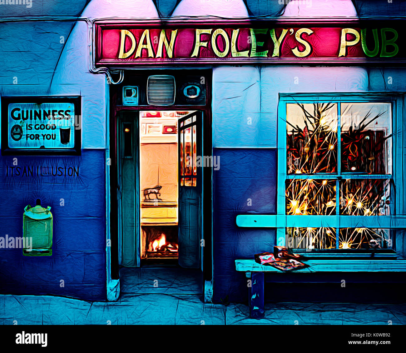 Arte digitale: Public House in Anascaul, Co. Kerry, Repubblica di Irlanda Foto Stock