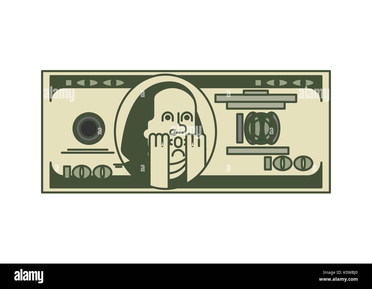 Dollar OMG ritratto Franklin. USA il denaro. Moneta americana. Oh mio dio Benjamin Franklin Illustrazione Vettoriale