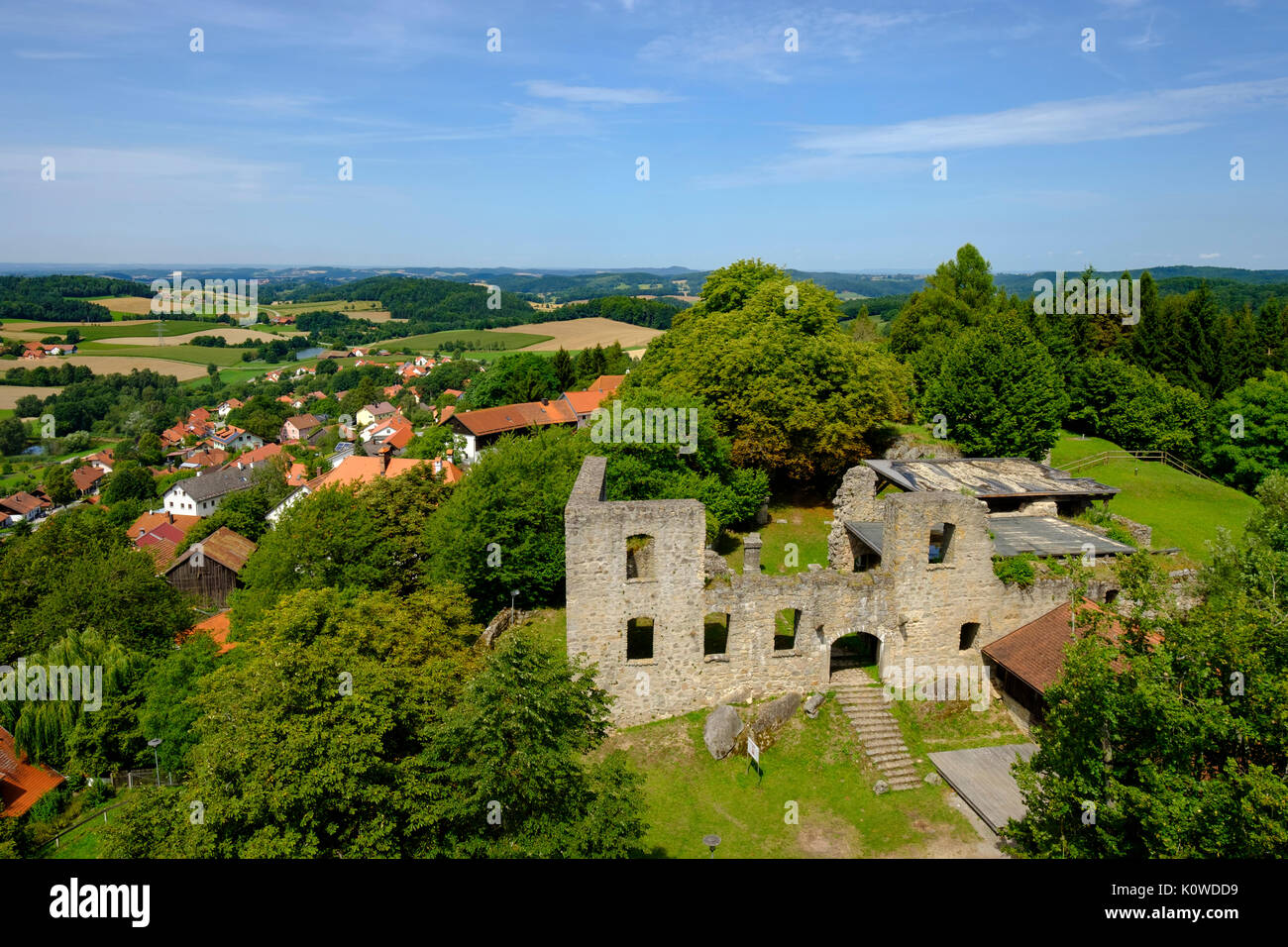 Le rovine di Castel Brennberg, Foresta Bavarese, Alto Palatinato, Baviera, Germania Foto Stock