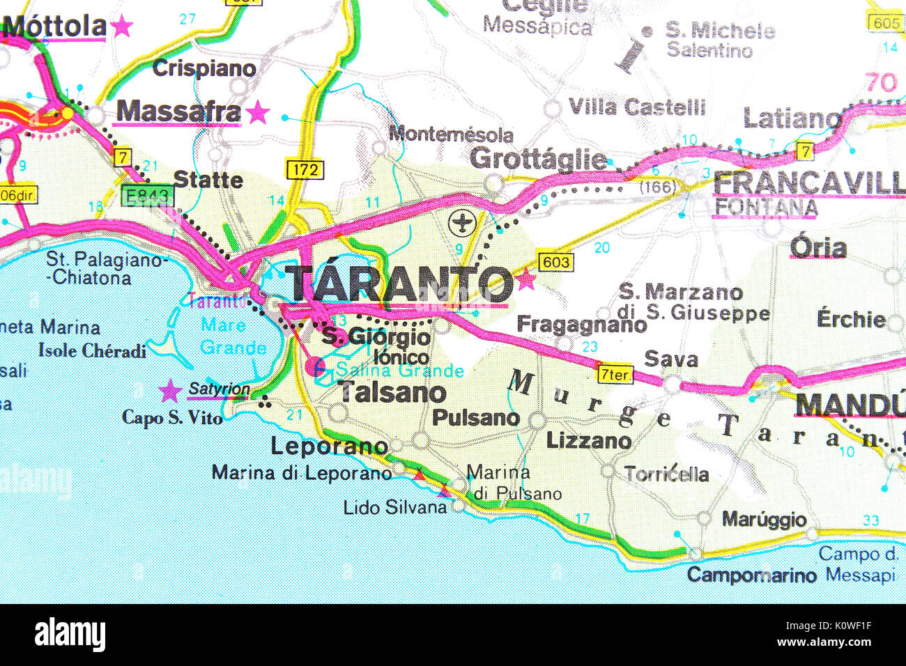 Taranto mappa mappa della città mappa stradale Foto stock - Alamy