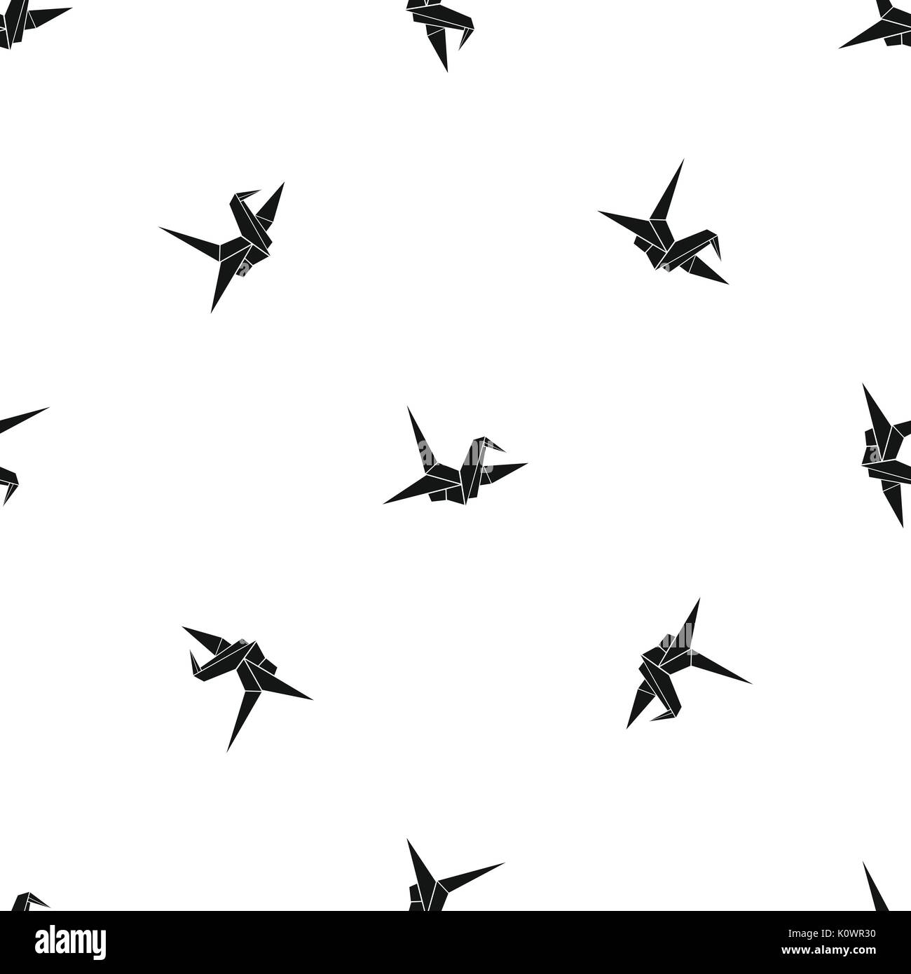 Uccello origami modello nero senza giunture Illustrazione Vettoriale