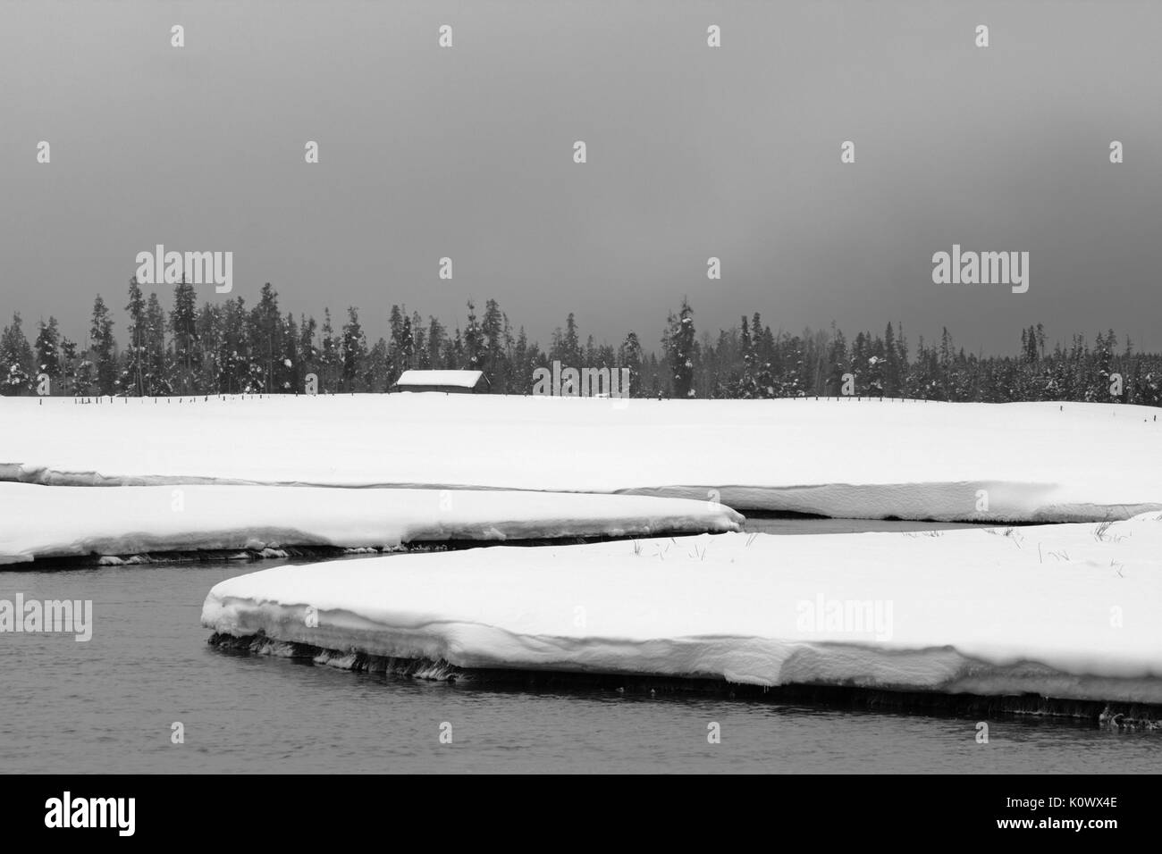 Fiume nevoso cabin in Harriman State Park, Idaho Foto Stock