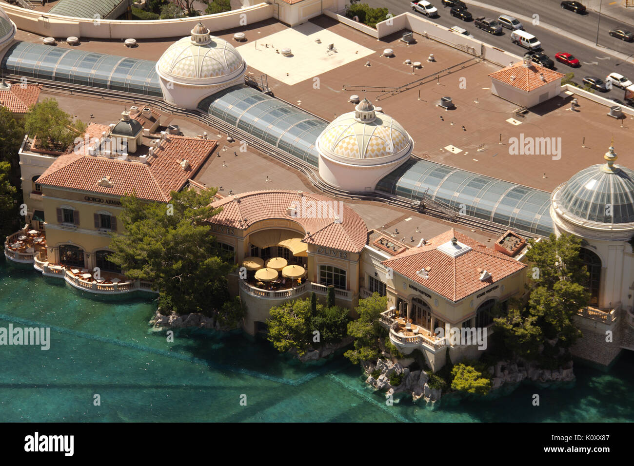 Vista aerea del Bellagio casinò di Las Vegas, Nevada Foto Stock