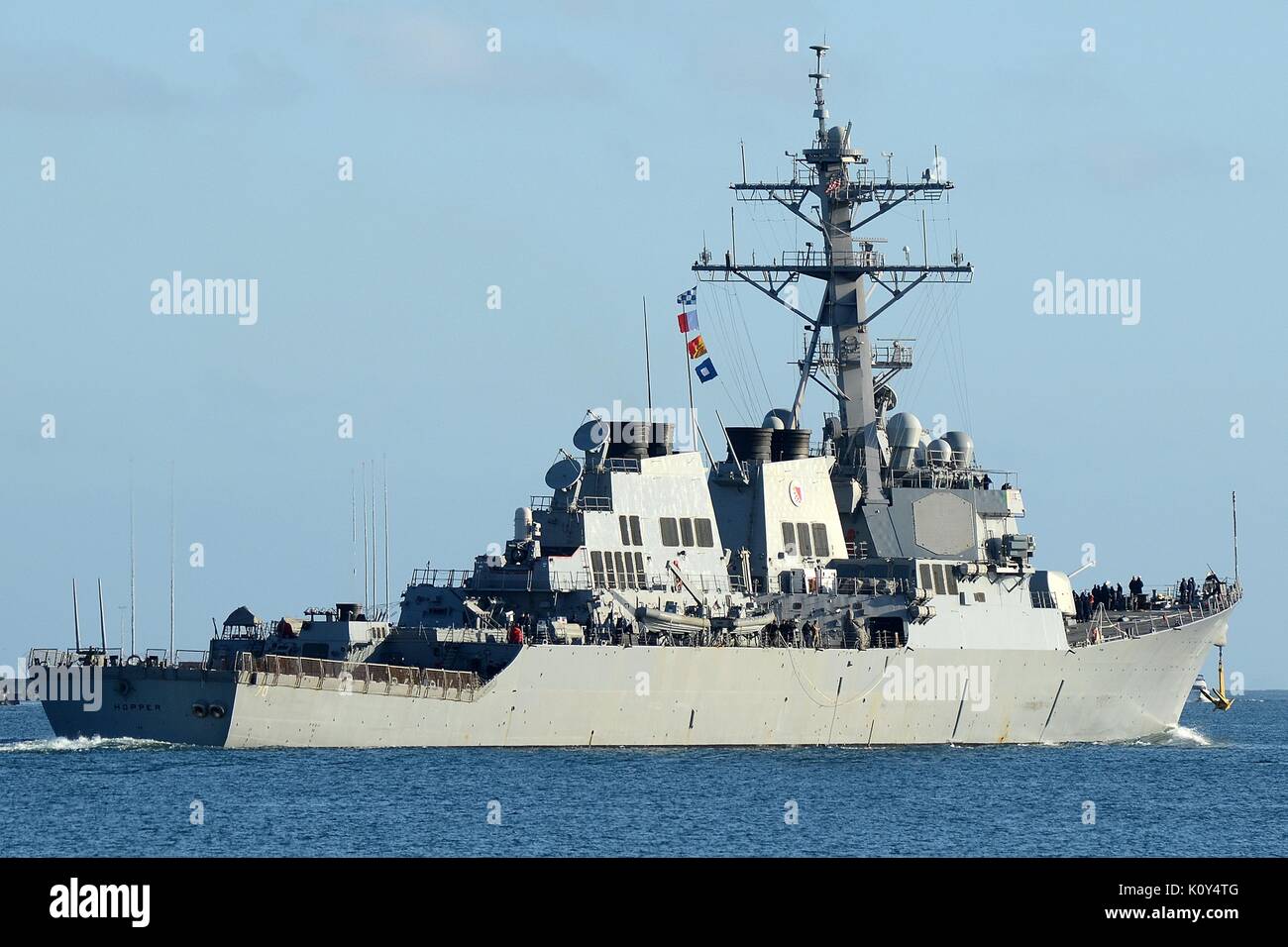 DDG-70 USS tramoggia, ARLEIGH BURKE CLASS MISSILE DISTRUTTORE DI STATI UNITI NAVY Foto Stock