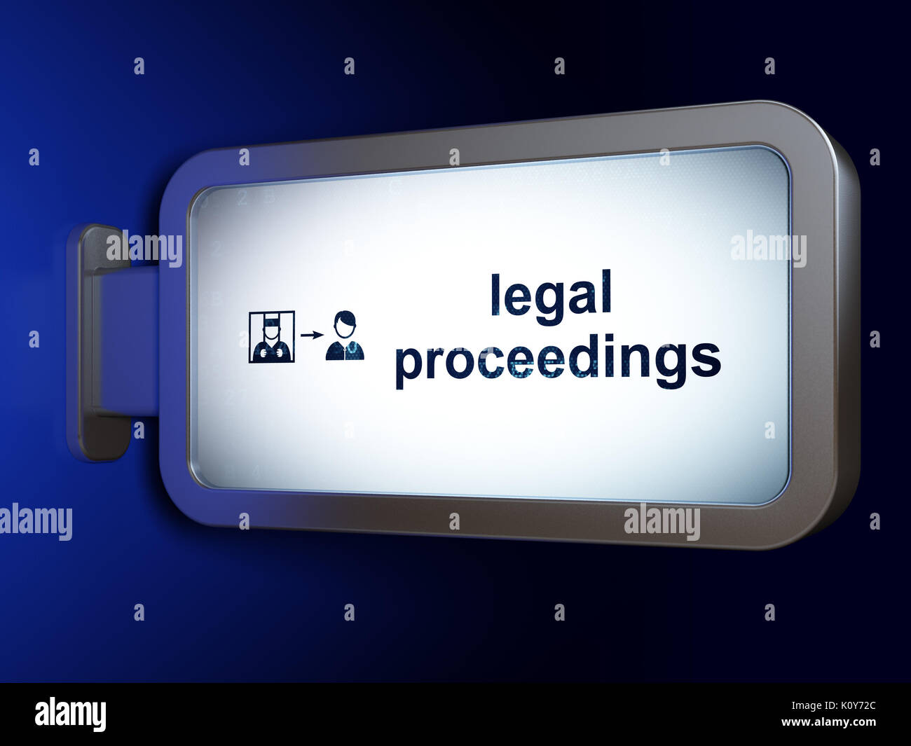 Il concetto di legge: Procedimenti legali e liberato criminali su sfondo tramite Affissioni Foto Stock