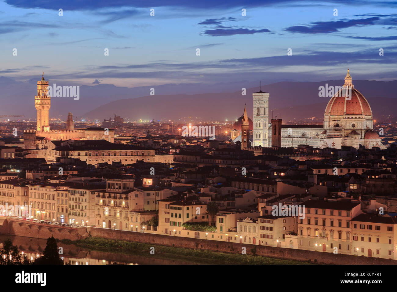 Vista dal Piazzale Michelangelo, Firenze, Toscana, Italia Foto Stock