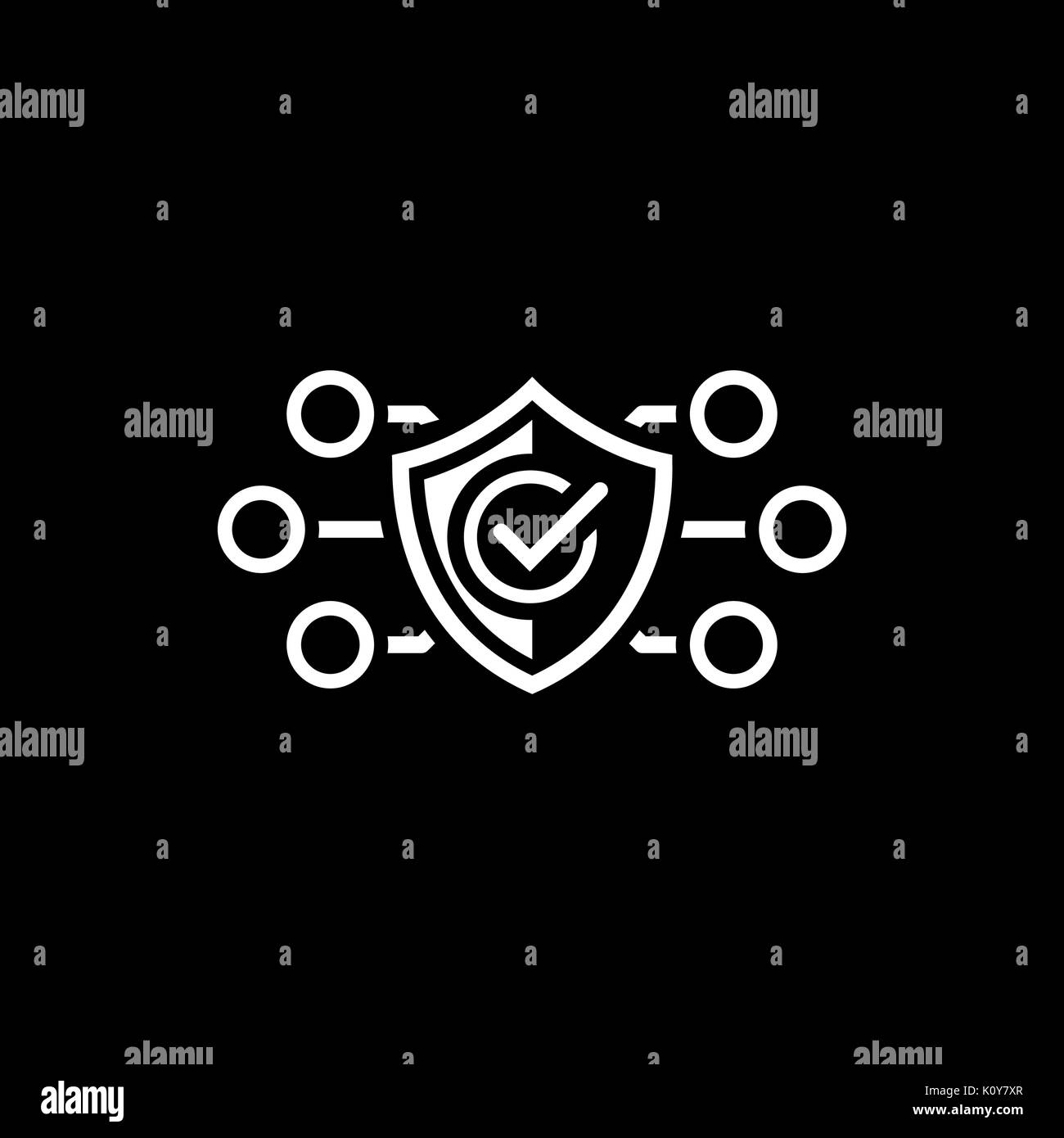 La protezione e la sicurezza e la relativa icona. Design piatto. Illustrazione Vettoriale