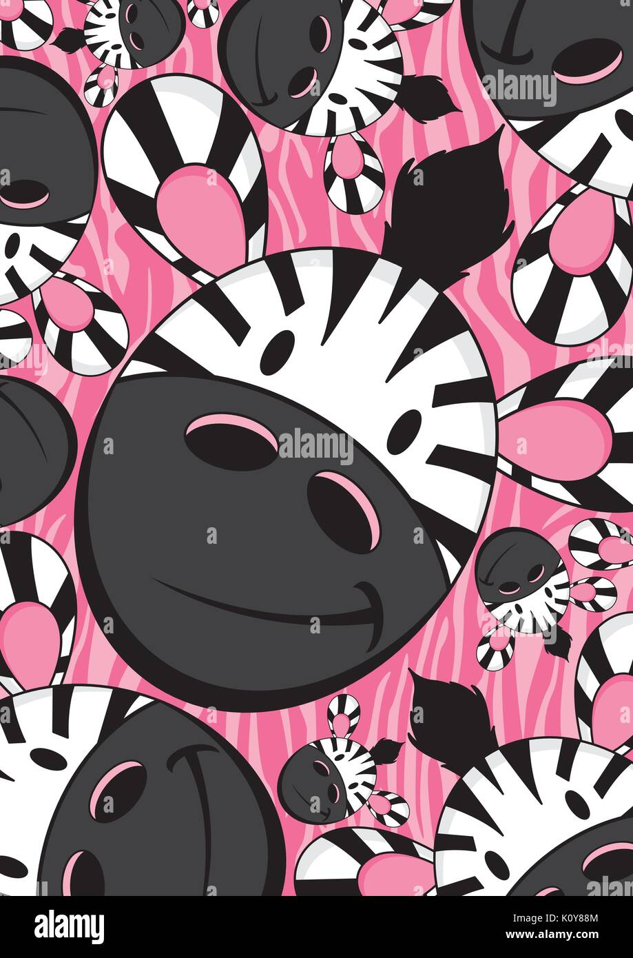 Cartoon carino Zebra Pattern di carattere illustrazione vettoriale Illustrazione Vettoriale