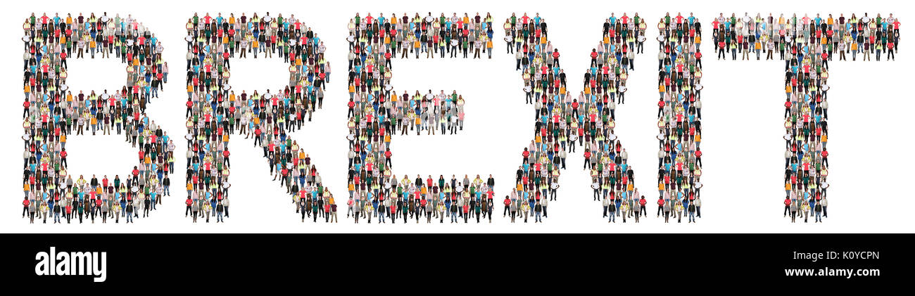 Uscita brexit Inghilterra lasciando ue multi etnico gruppo di persone isolate Foto Stock