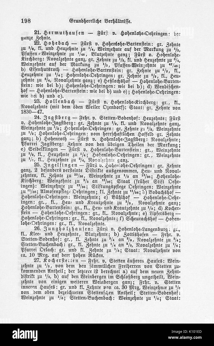 Beschreibung des Oberamts Kuenzelsau mi 198 Foto Stock