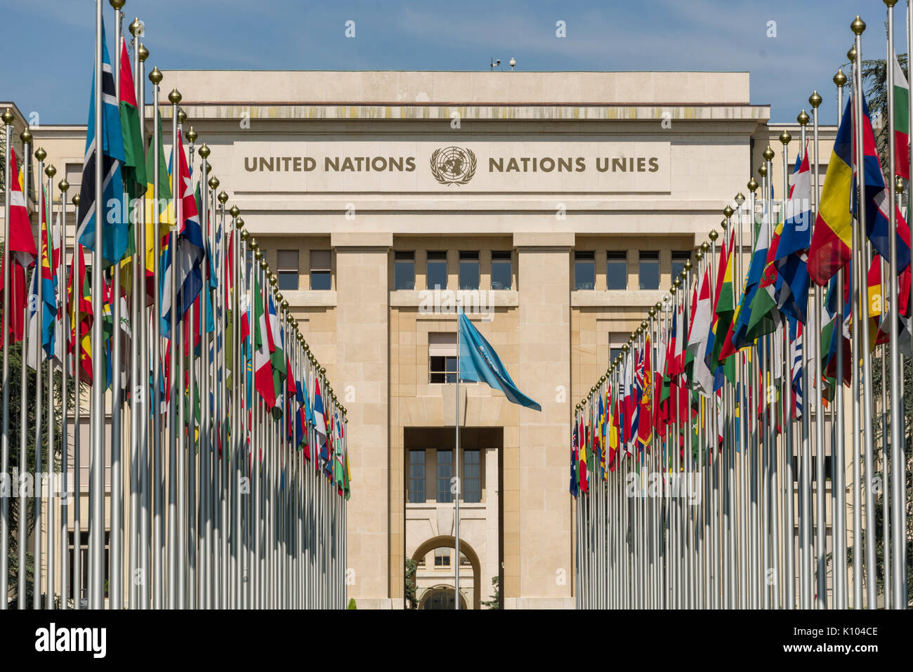 Ginevra Svizzera Il Palazzo delle Nazioni è la casa dell'Ufficio delle Nazioni Unite Foto Stock