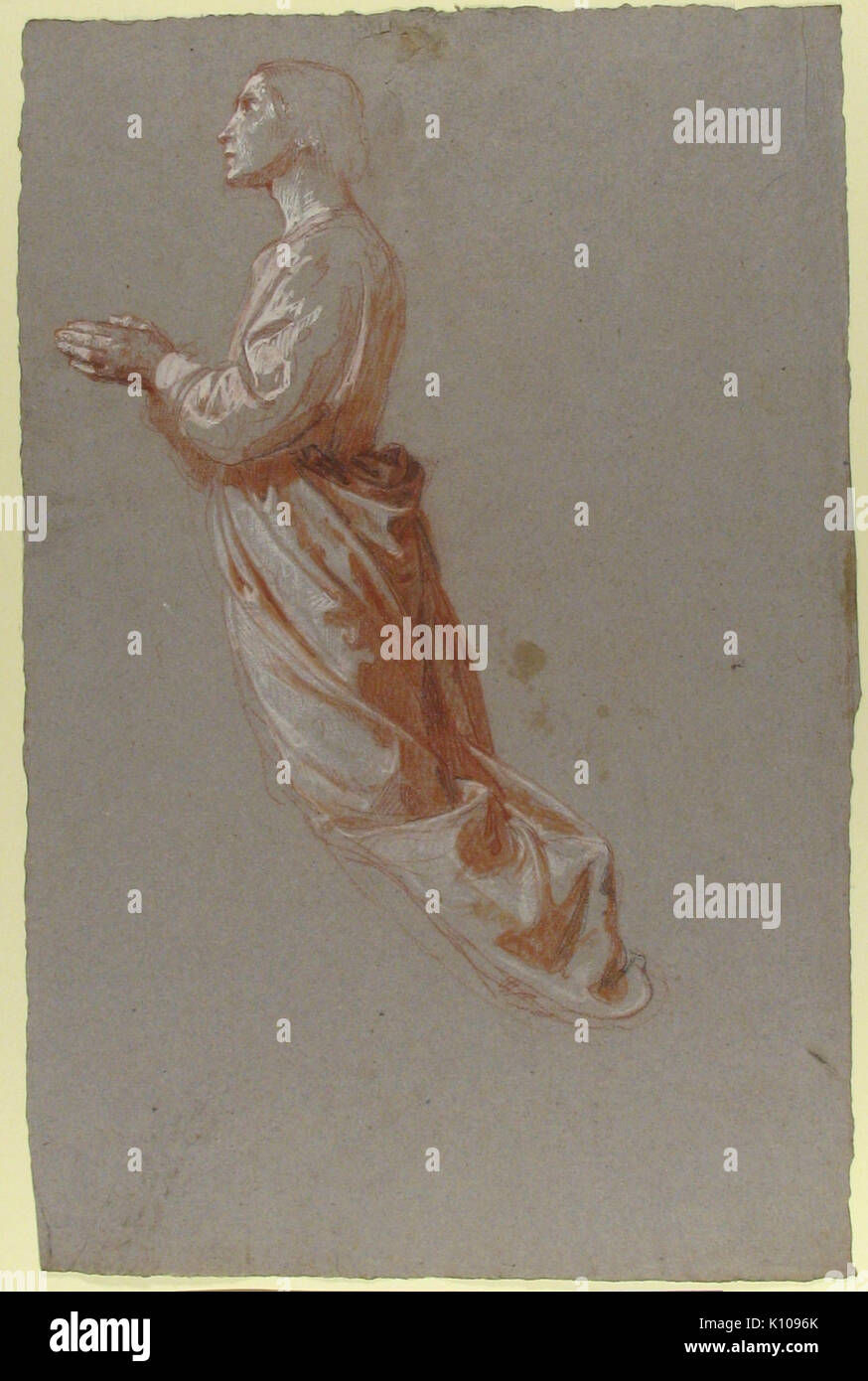 Angel (registro superiore; studio di pitture murali nella Cappella di San Remi, Sainte Clotilde, Parigi, 1858) ha incontrato 1989.122.45 Foto Stock