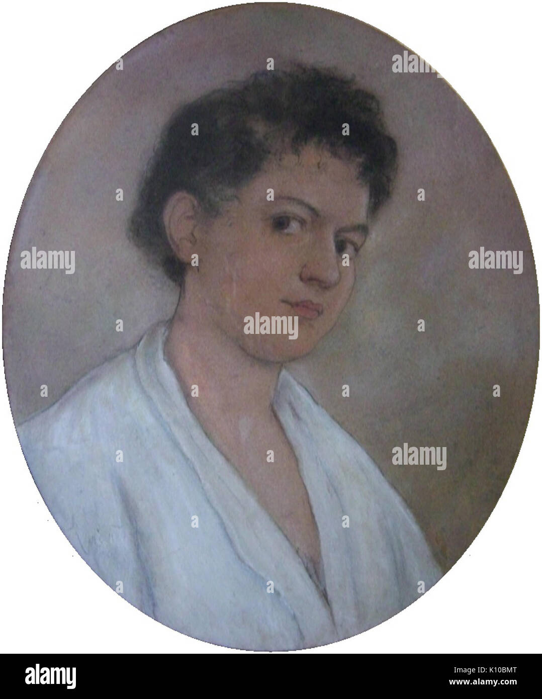 Hans Best Portrait einer jungen, schwarz gelockten Frau (1897) Foto Stock