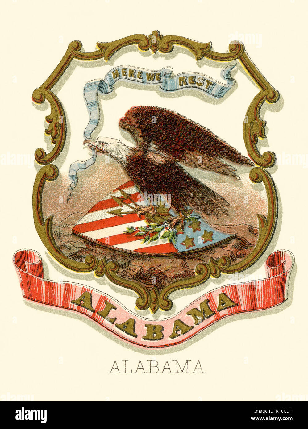 Lo stato dell'Alabama stemma (illustrato, 1876) Foto Stock