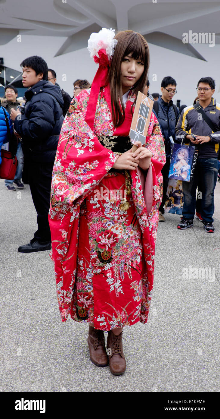 Portaerei Akagi ragazza della flotta Cosplayer in FF25 20150131 Foto Stock