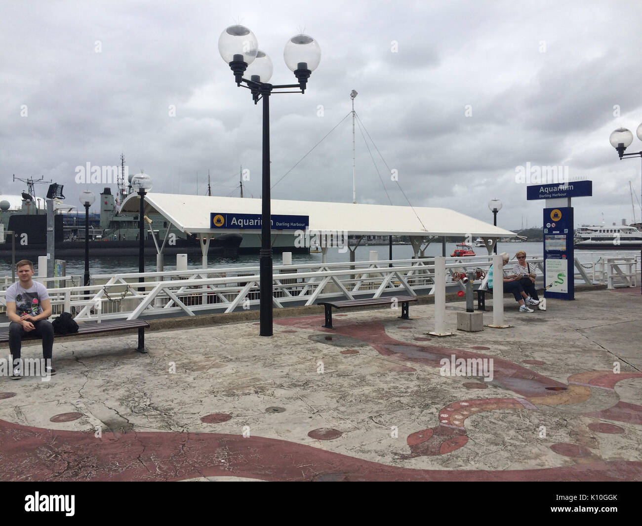 Acquario pontile traghetto panoramica Foto Stock