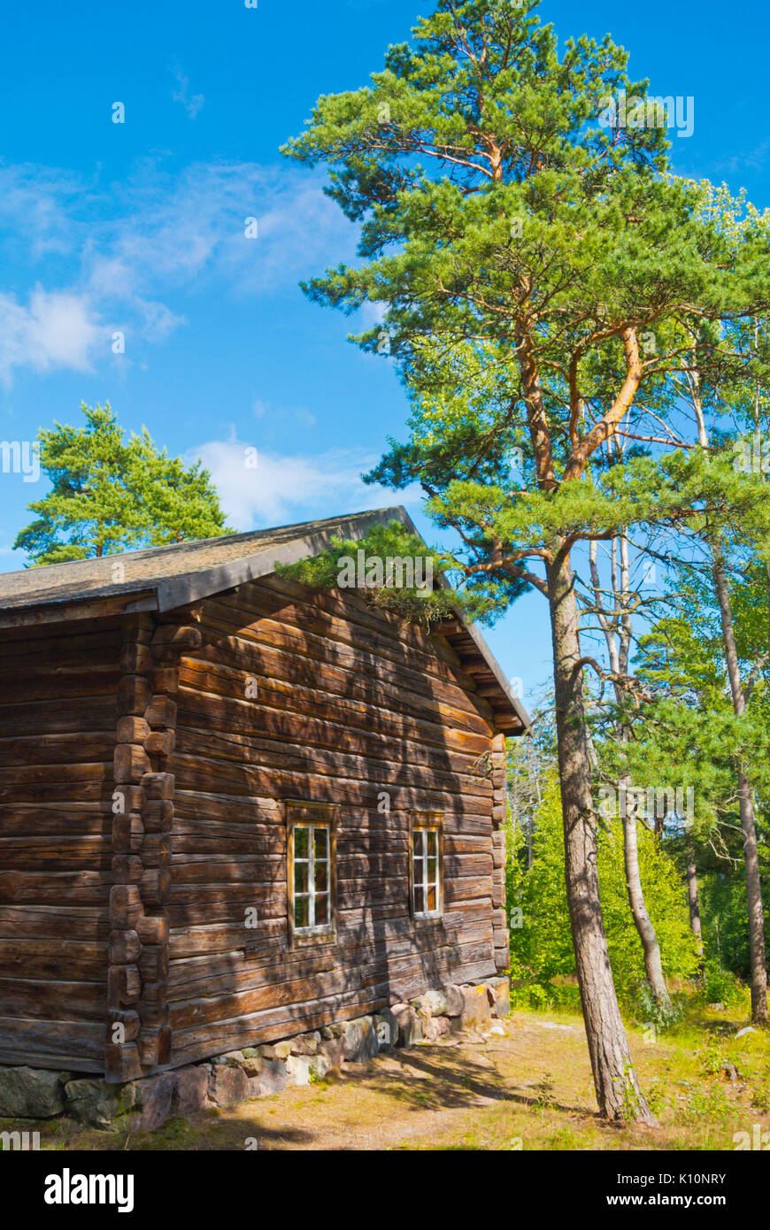 Selkämä, casa dal distretto di Savo,da 1840s, Seurasaari, museo all'aperto isola, Helsinki, Finlandia Foto Stock