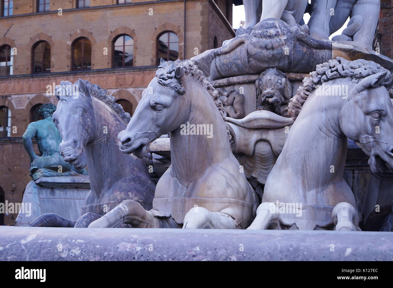 Fontana del Nettuno di Bartolomeo Ammannati, Piazza Signoria, Firenze, Italia Foto Stock