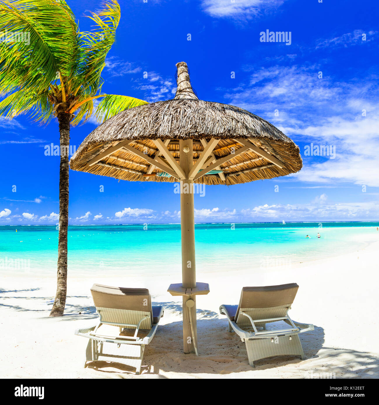Rilassanti vacanze tropicali : spiagge di sabbia bianca della splendida isola Maurizio Foto Stock