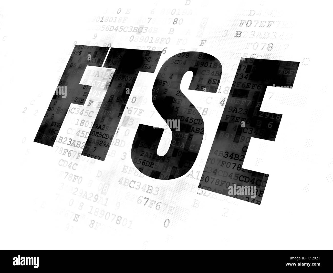 Il mercato azionario indici concetto: FTSE su sfondo digitale Foto Stock
