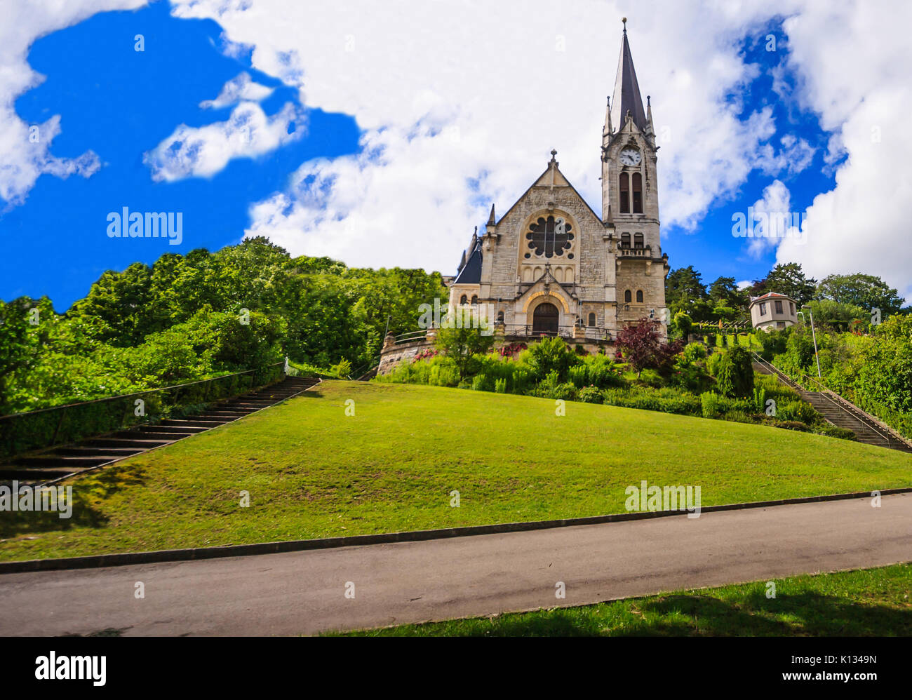 La Chiesa Riformata di Pasquart (eglise reformee du Pasquart) di Biel/Bienne, Berna, Svizzera, Europa. Foto Stock