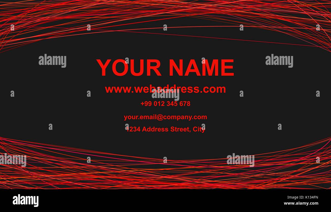 Abstract moderno business card template design - vettore scheda aziendale di illustrazione con le curve di colore rosso Illustrazione Vettoriale