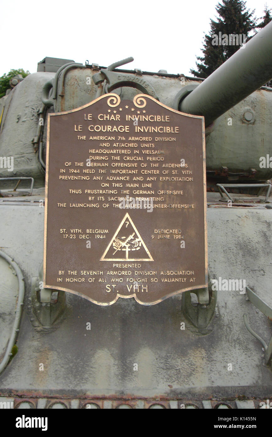 American 7 Divisione Corazzate memorial a Vielsalm 01 Foto Stock