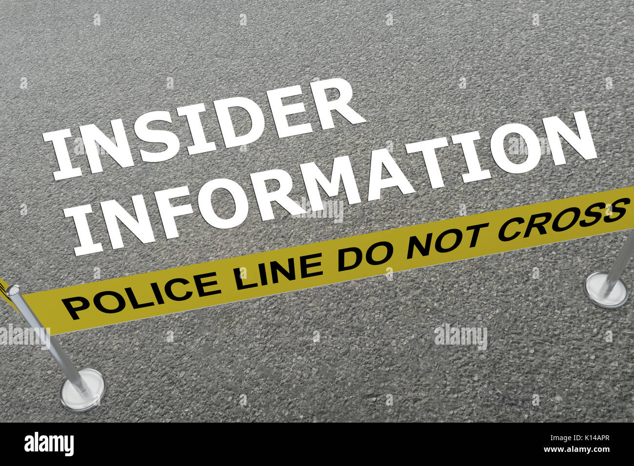3D illustrazione di "informazioni privilegiate" titolo sul terreno in un arena di polizia Foto Stock