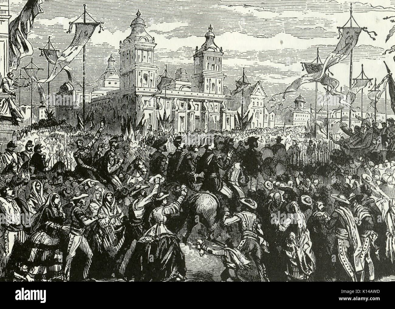 Le truppe francesi immettere CITTÀ DEL MESSICO, giugno 1863, durante la guerra Franco-Mexican Foto Stock