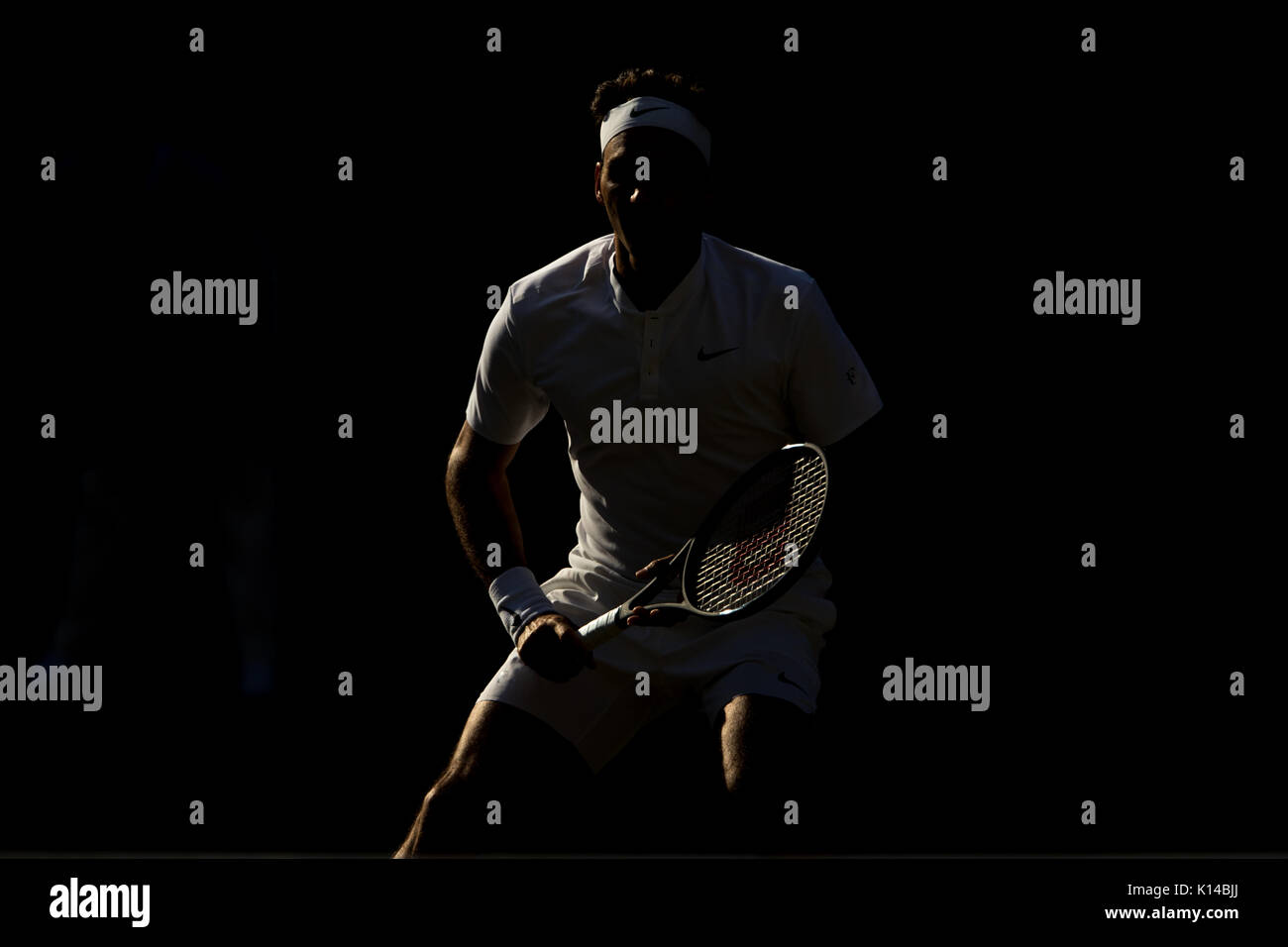 Roger Federer a campionati di Wimbledon 2017 Foto Stock