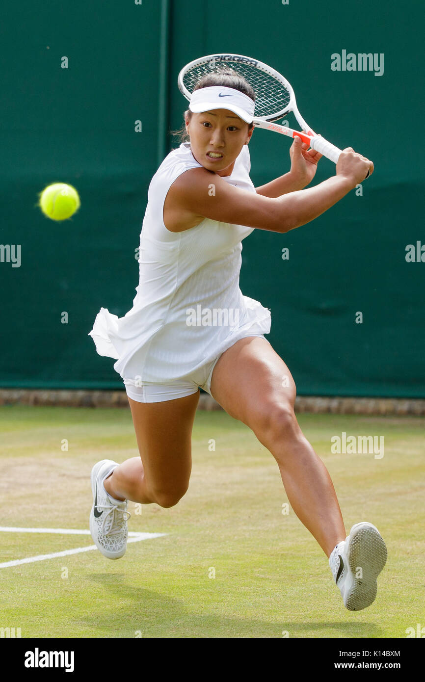 Claire Liu di USA presso le ragazze Singles - campionati di Wimbledon 2017 Foto Stock