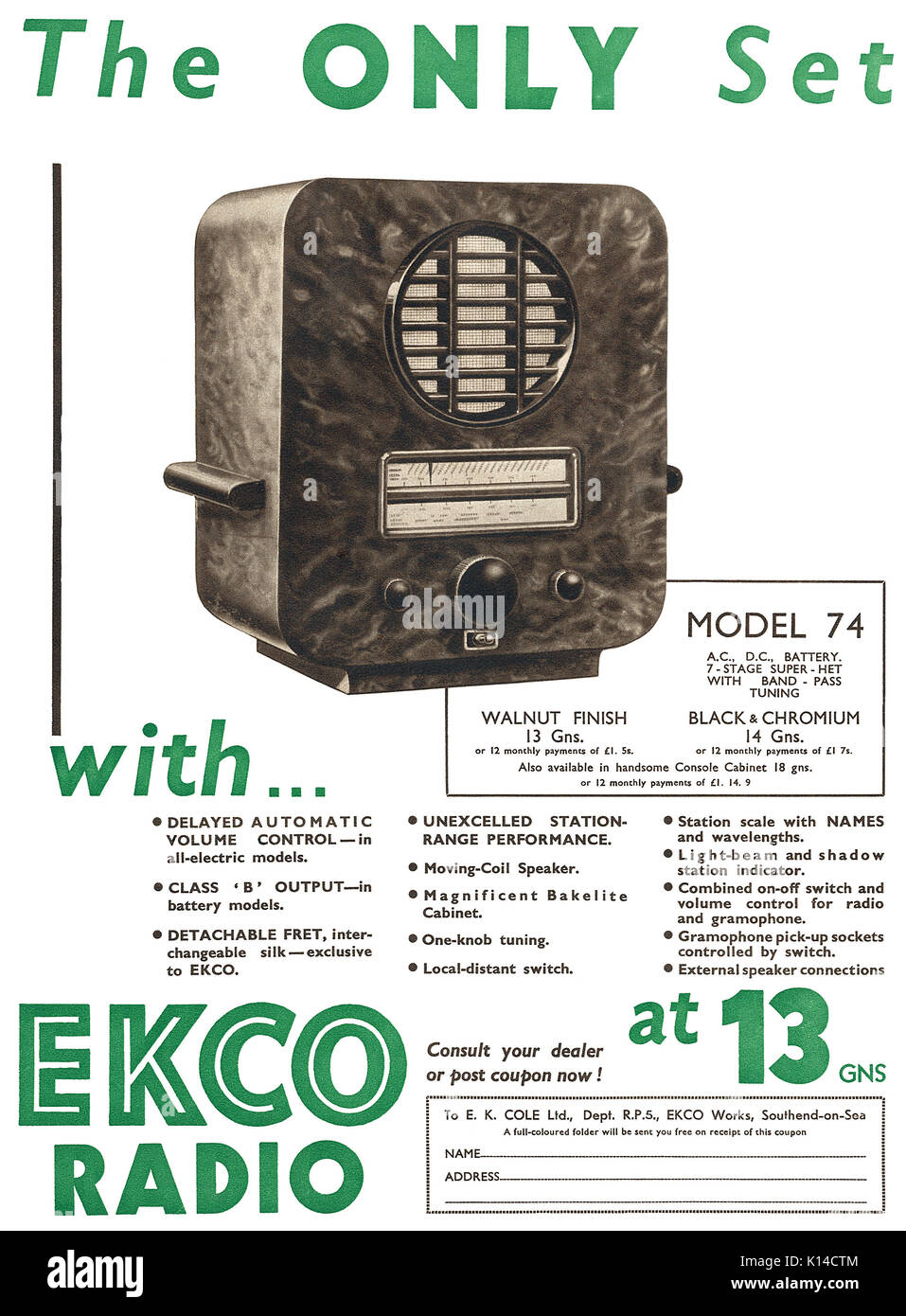 CROSLEY Radio Vintage 1940 D.C MAGAZINE Stampa Pubblicità Glamor Tono 