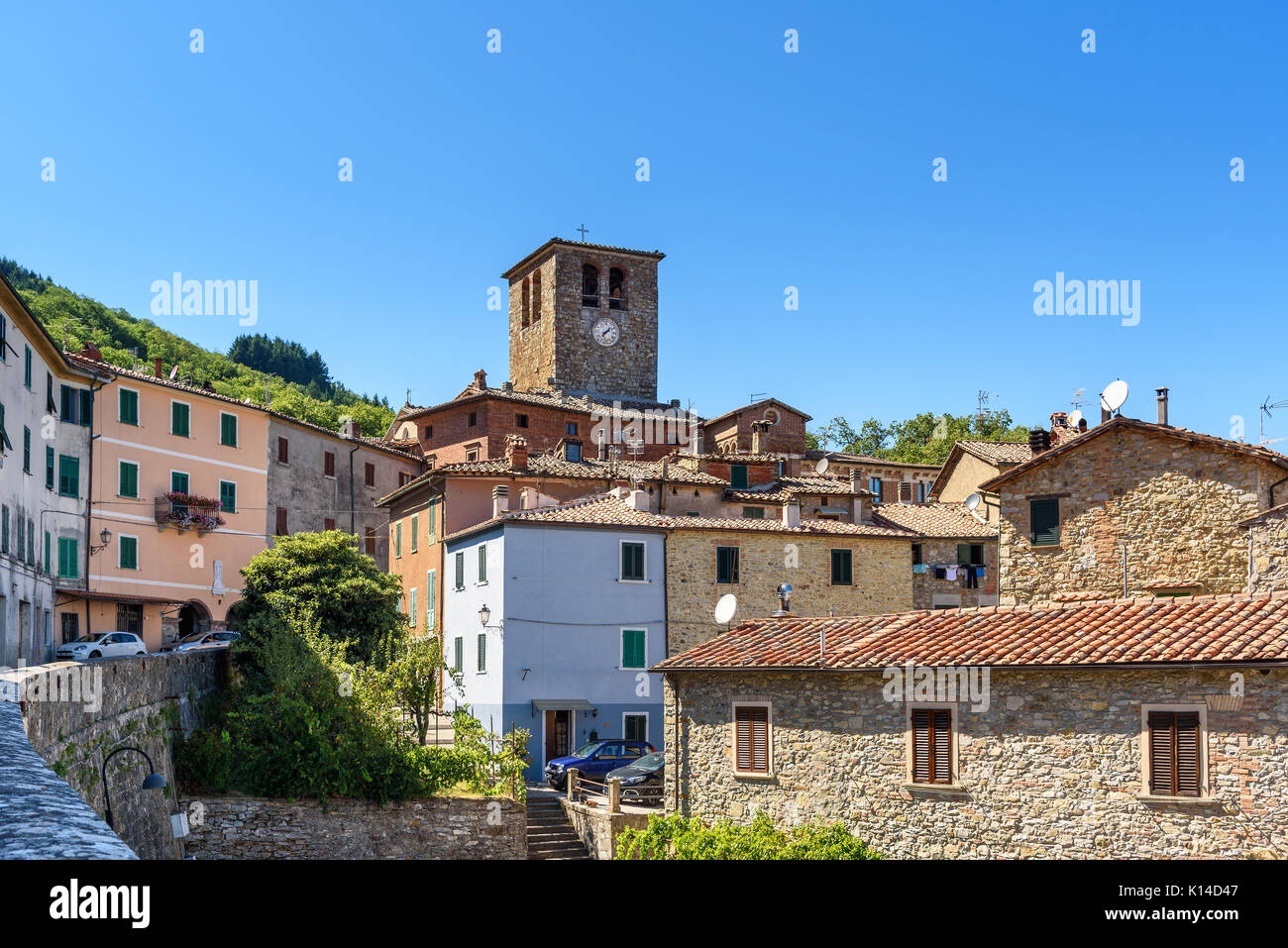 Villaggio toscano di Montieri, provincia di Grosseto, Italia Foto Stock