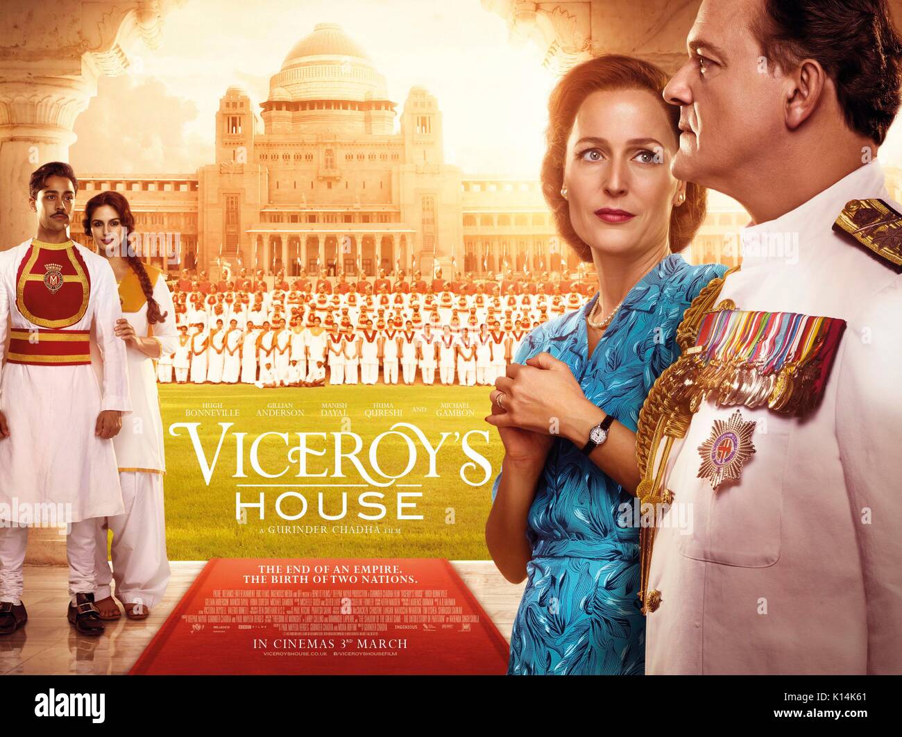 Data di rilascio: Settembre 1, 2017 Titolo: Viceré's House STUDIO: BBC Films direttore: Gurinder Chadha trama: il viceré finale dell India, Lord Mountbatten è incaricato di supervisionare la transizione dell'India britannica di indipendenza, ma incontra il conflitto come lati diversi scontro di fronte alla monumentale cambiamento. STARRING: HUGH BONNEVILLE come Lord Louis Mountbatten, Gillian Anderson come Lady Edwina Mountbatten Poster Arte. (Credito Immagine: © BBC Films/Entertainment Immagini) Foto Stock