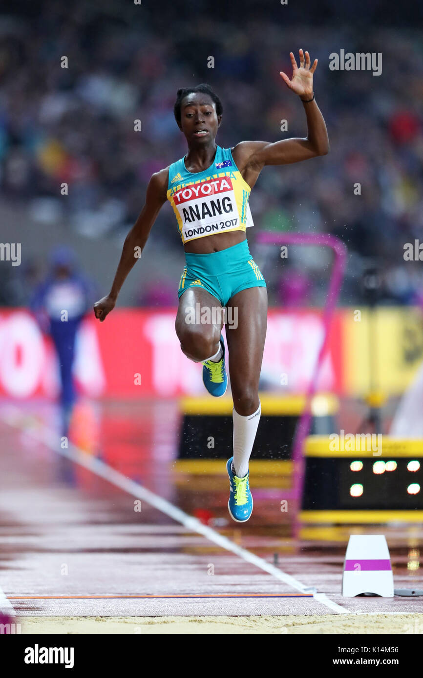 Naa ANANG (Australia) a competere in Donne Salto in lungo Qualification A in 2017, IAAF Campionati del Mondo, Queen Elizabeth Olympic Park, Stratford, Londra, Regno Unito. Foto Stock