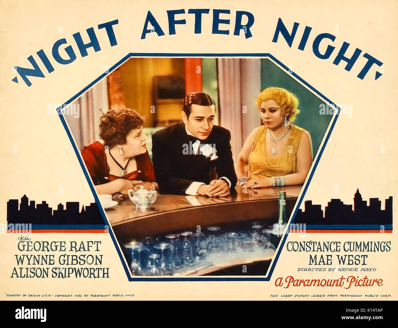 Notte dopo notte 1932 Paramount Pictures film con da sinistra: Constance Cummings, George raft, Mae West Foto Stock