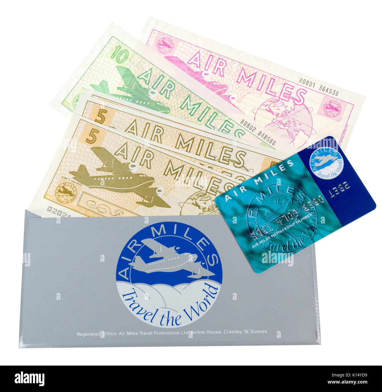 Air Miles card e buoni. Nel Regno Unito la ricompensa schema di programma è iniziata nel 1986 Foto Stock