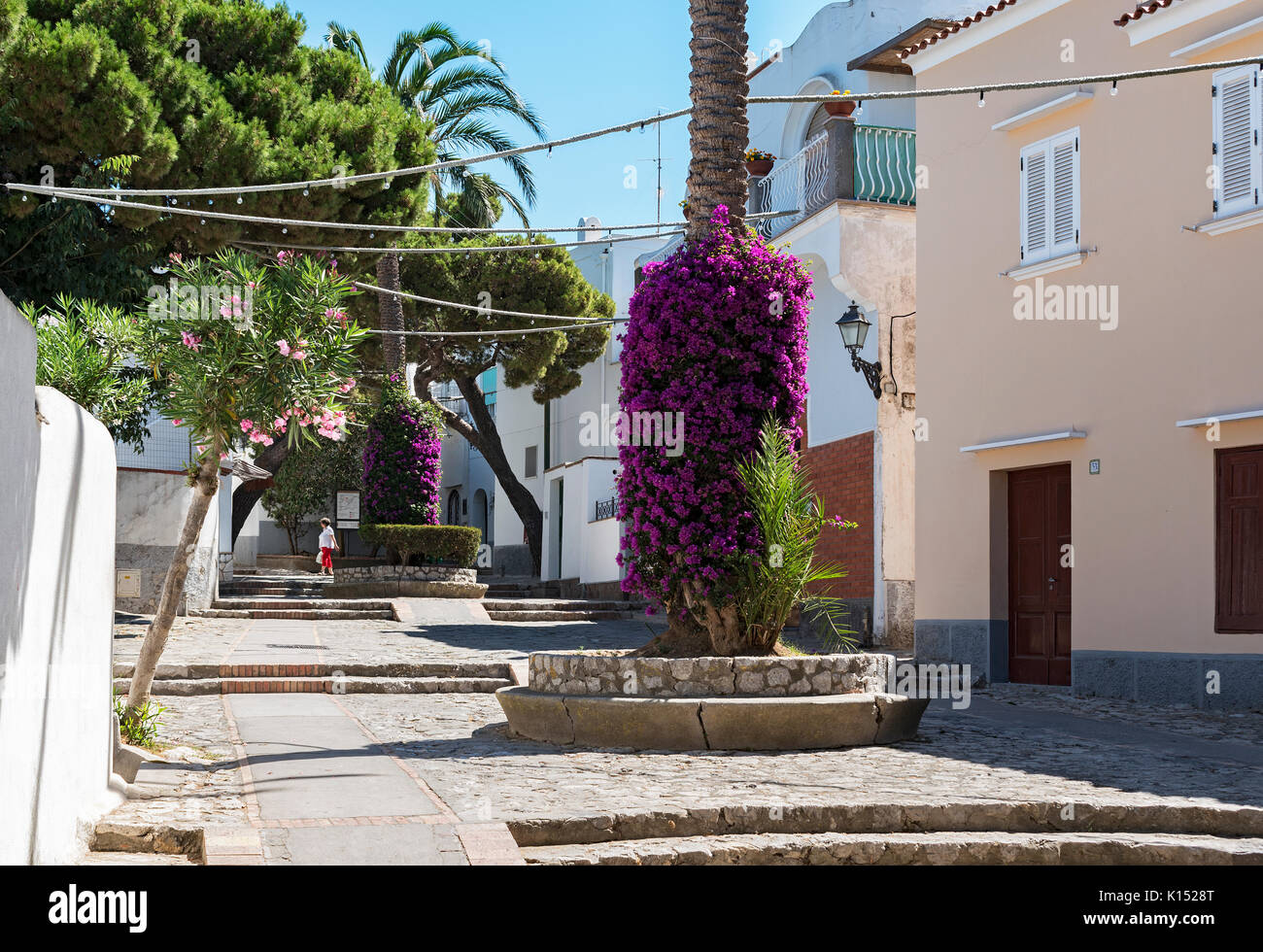 Piazza Boffe del vecchio quartiere in Anacapri sull'isola di capri. Foto Stock