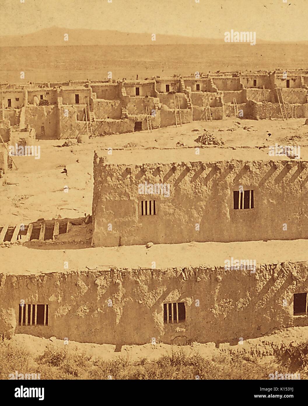 Vista di Pueblos a Acoma, Nuovo Messico, 1843. Foto Stock