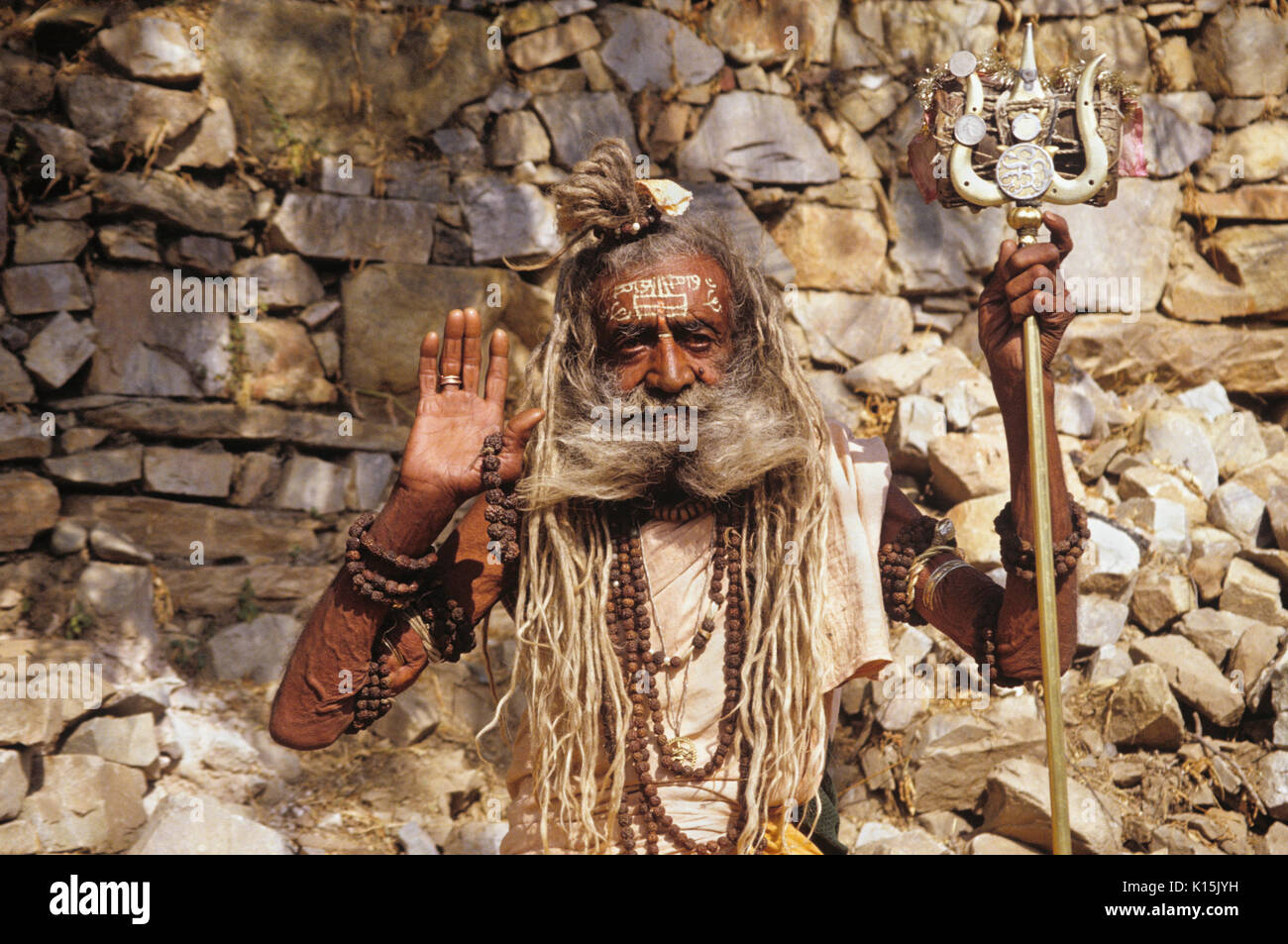 Sadhu (Hindu uomo santo), Jaipur, Rajasthan, India Foto Stock
