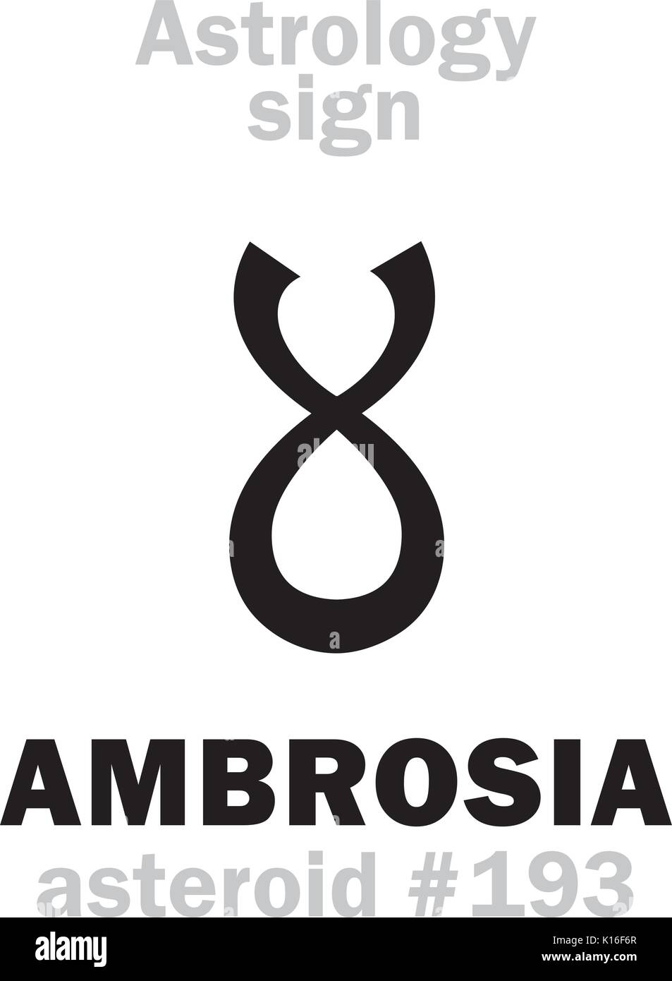 Alfabeto astrologia: AMBROSIA, asteroide #193. Caratteri geroglifici segno (simbolo unico). Illustrazione Vettoriale