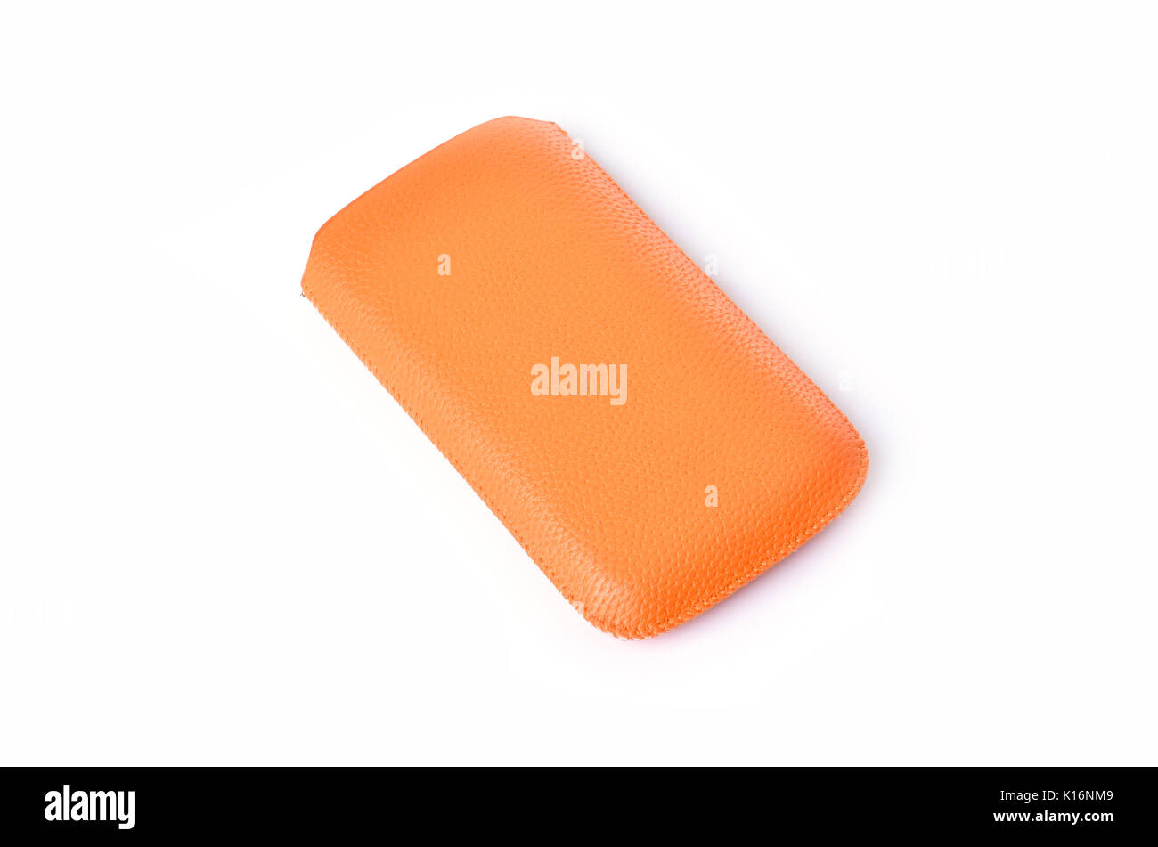 Orange custodia in pelle per il vostro smart phone o unità disco rigido esterna. Foto Stock