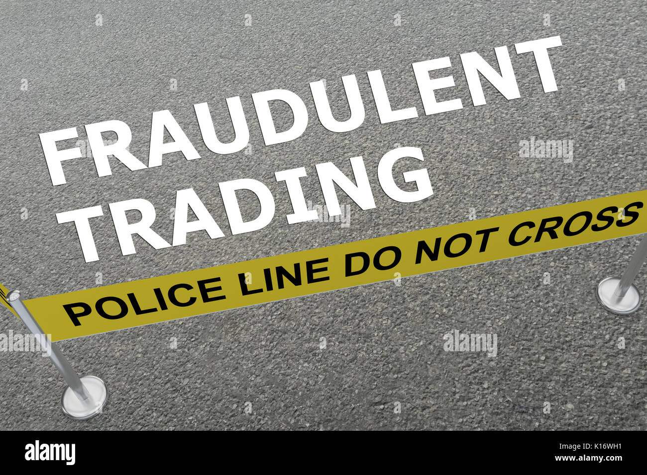 3D illustrazione di 'commercio fraudolento" titolo sul terreno in un arena di polizia Foto Stock