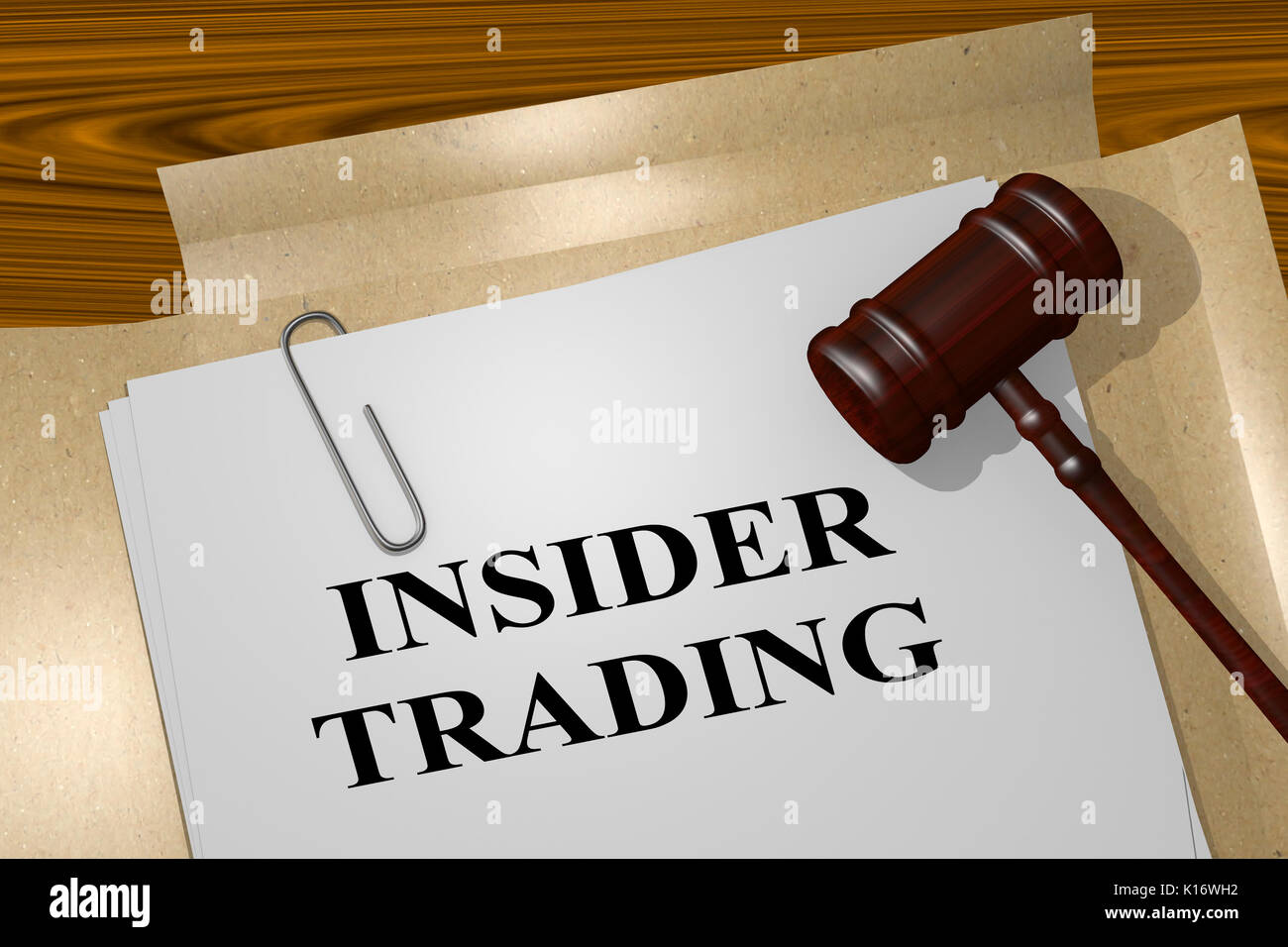 3D ILLUSTRAZIONE DI "INSIDER TRADING" titolo sul documento legale Foto Stock